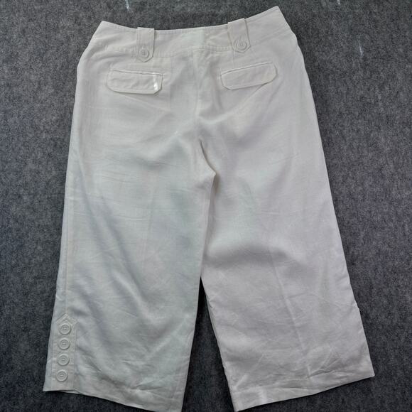 Ann Taylor‎ Loft Womens 4P White Linen Capri Lined Pant - Picture 6 of 7